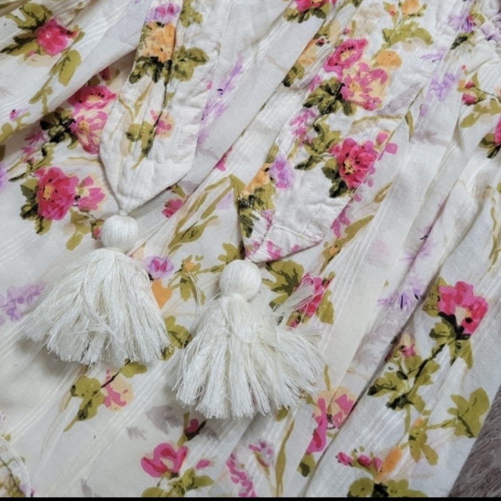 Mille Resort & Travel Floral Puff Sleeve Zoe Trianon Midi Dress Cottagecore MD - Picture 7 of 14